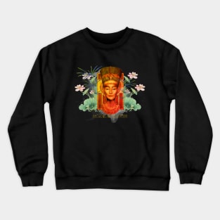 Queen Nefertiti With Lotus And Papyrus Crewneck Sweatshirt